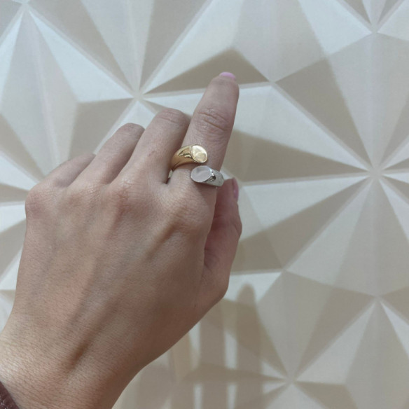 Anillo Tu Y Yo Midi Oro Amarillo Y Blanco - Anelli d'oro senza pietre