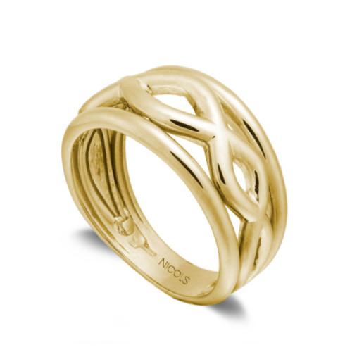 Anillo Oro Basic Gold Cenefa Cruzada - Anillos de Oro Sin Piedras