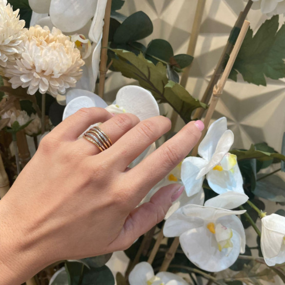Anillo Oro Minimalista 5 Bandas onduladas - ANELLI