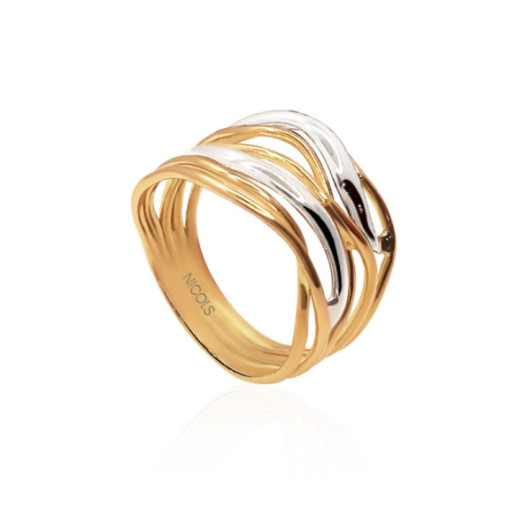 Anillo Oro Minimalista 7 Bandas Onduladas Entrelazadas - Anillos de Oro Sin Piedras