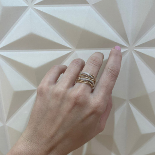 Anillo Oro Minimalista 7 Bandas Onduladas Entrelazadas - Anillos de Oro Sin Piedras 2