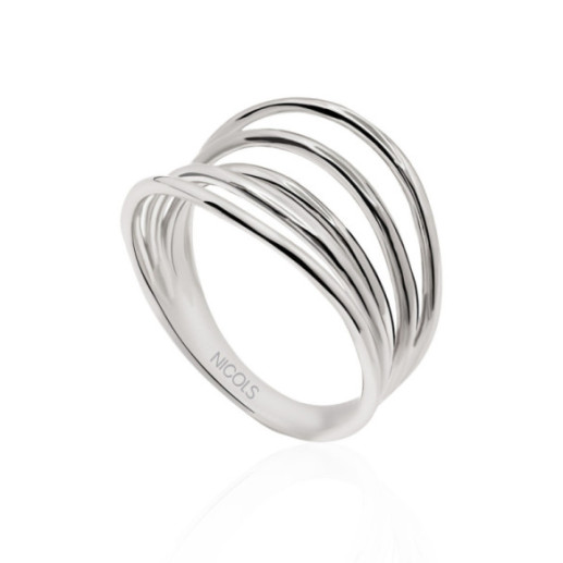 Anillo Oro Minimalista 5 Lineas Onduladas - Anillos de Oro Sin Piedras