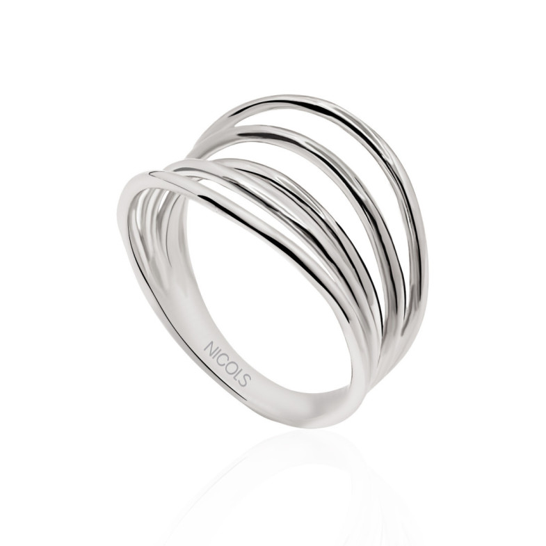 Anillo Oro Minimalista 5 Lineas Onduladas - Anillos de Oro Sin Piedras