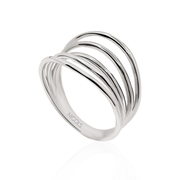 Anillo Oro Minimalista 5 Lineas Onduladas - Anillos de Oro Sin Piedras