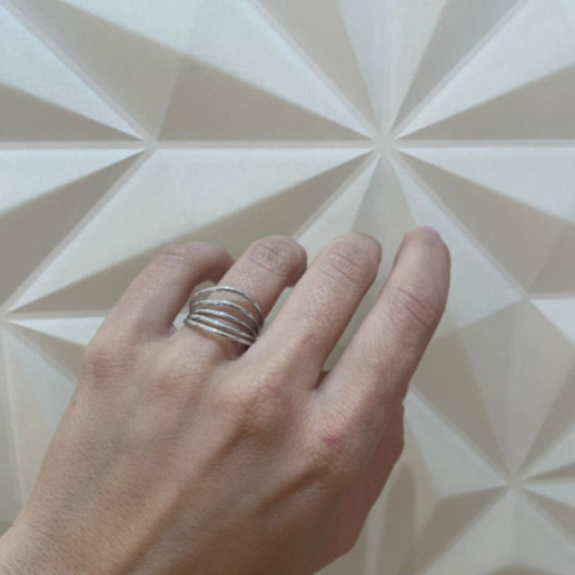 Anillo Oro Minimalista 5 Lineas Onduladas - Anillos de Oro Sin Piedras 2