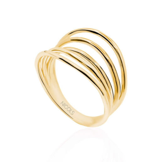 Anillo Oro Minimalista 5 Lineas onduladas - Anéis de ouro sem pedras