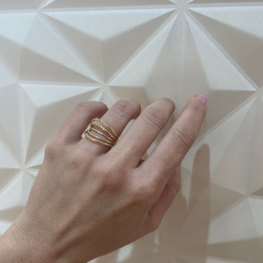 Anillo Oro Minimalista 5 Lineas onduladas - Anillos de Oro Sin Piedras 2