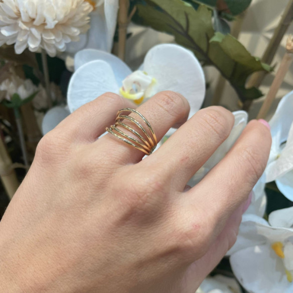 Anillo Oro Minimalista 5 Lineas onduladas - Anillos de Oro Sin Piedras