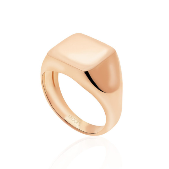 Sello Oro Rosa Mujer Cuadrado Vintage - Roses Rings Gold