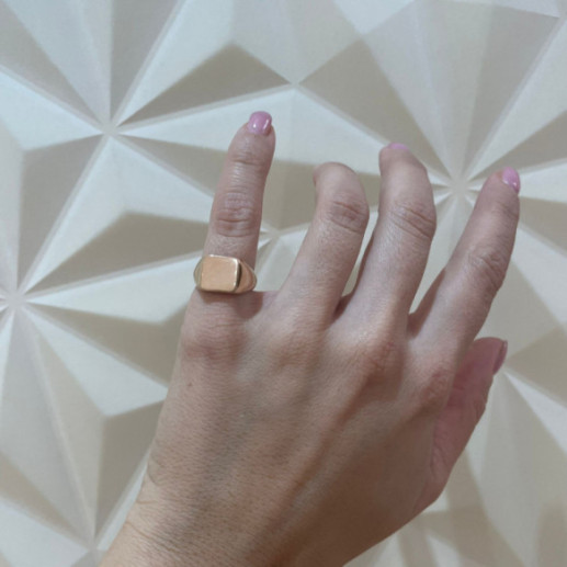 Sello Oro Rosa Mujer Cuadrado Vintage - Anillos Oro Rosa 2
