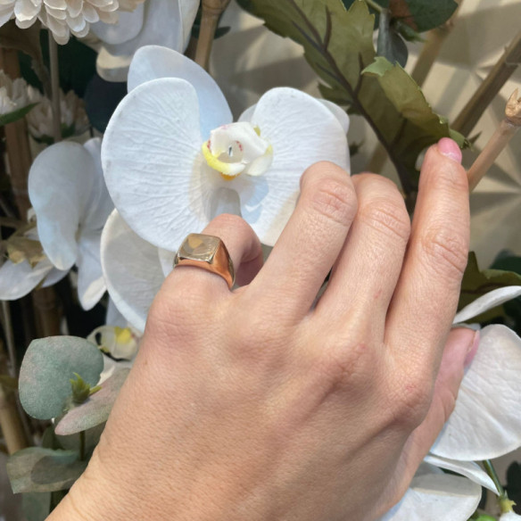 Sello Oro Rosa Mujer Cuadrado Vintage - Anéis de ouro rosas