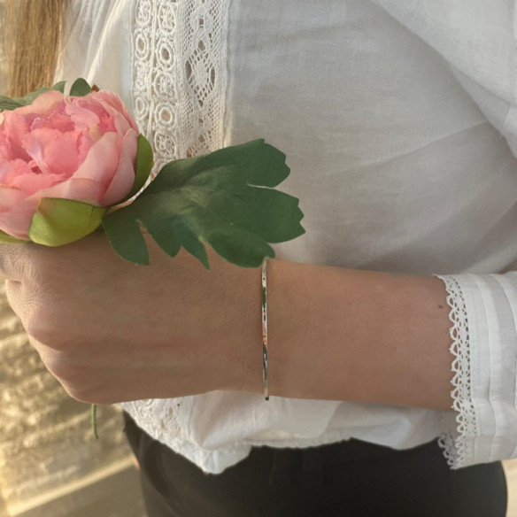 Pulsera Tubo Cuadrado Oro Blanco - Brazaletes de Oro