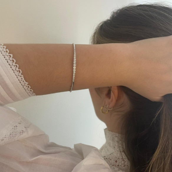 Brazalete Tubo Redondo Oro Blanco Eloise 17 Diamantes - Bracelets d'or