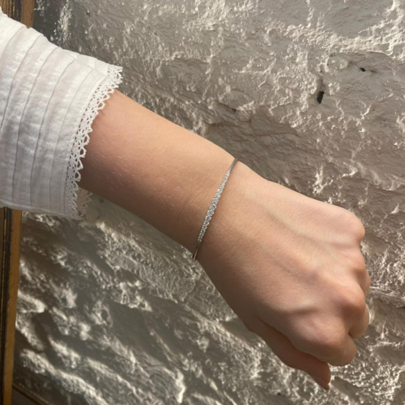Brazalete Tubo Redondo Oro Blanco Eloise 17 Diamantes - Bracelets d'or