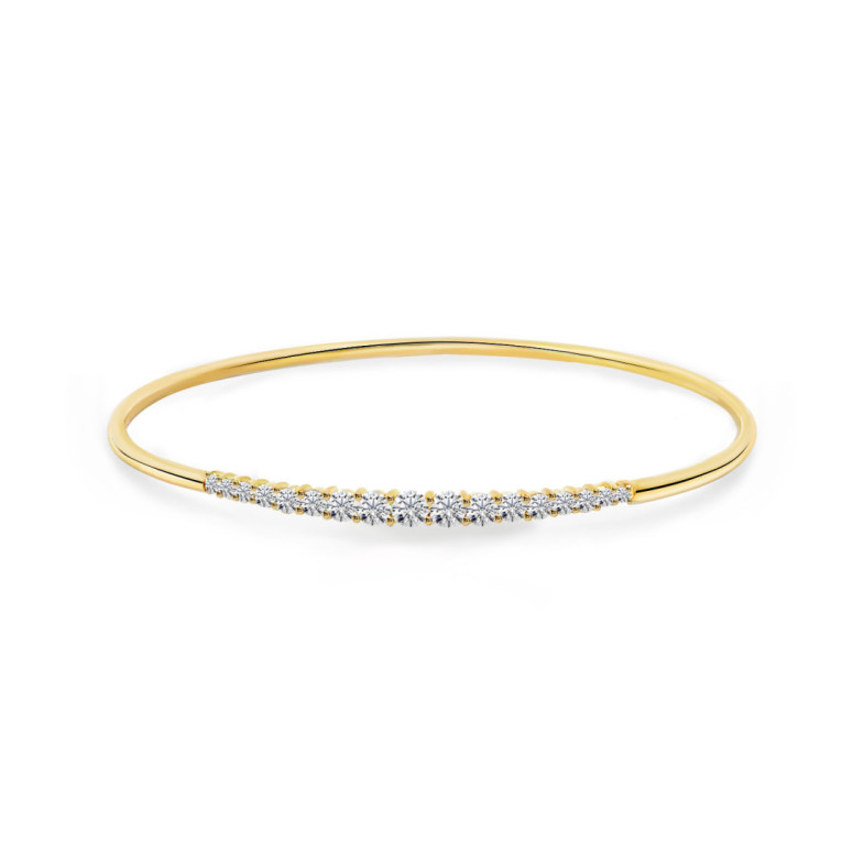 Brazalete Tubo Redondo Oro Amarillo Eloise 17 Diamantes - Braccialetti d'oro