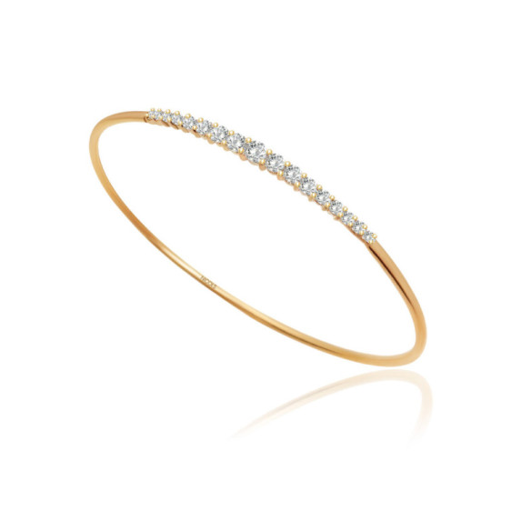 Brazalete Tubo Redondo Oro Amarillo Eloise 17 Diamantes - Braccialetti d'oro