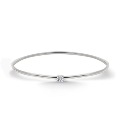Brazalete Tubo Redondo Oro Blanco Eloise 1 Diamante - Braccialetti d'oro