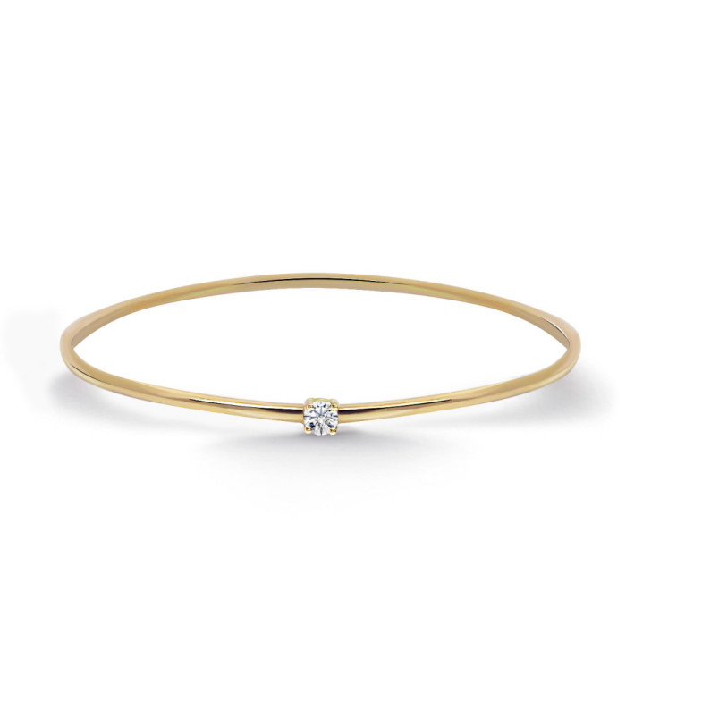 Brazalete Tubo Redondo Oro Amarillo Eloise 1 Diamante - Pulseiras de ouro