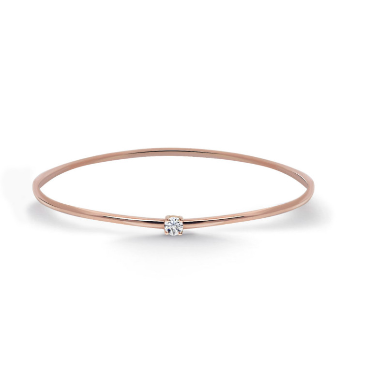 Brazalete Tubo Redondo Oro Rosa Eloise 1 Diamante - Braccialetti d'oro