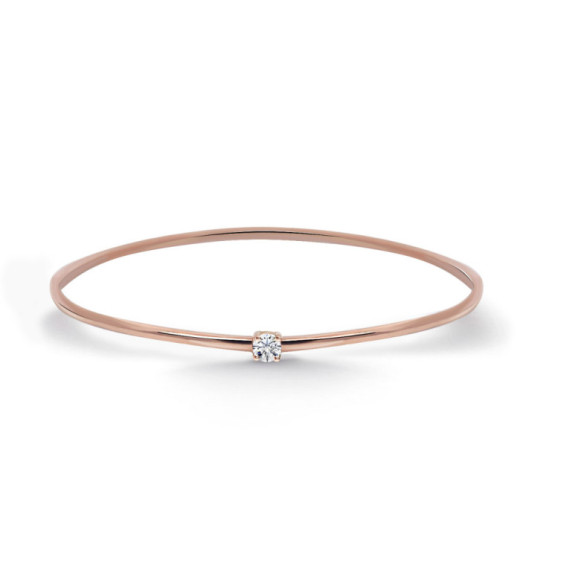 Brazalete Tubo Redondo Oro Rosa Eloise 1 Diamante - Braccialetti d'oro