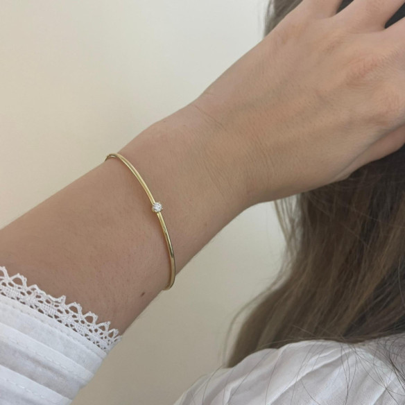 Brazalete Tubo Redondo Oro Rosa Eloise 1 Diamante - Pulseiras de ouro