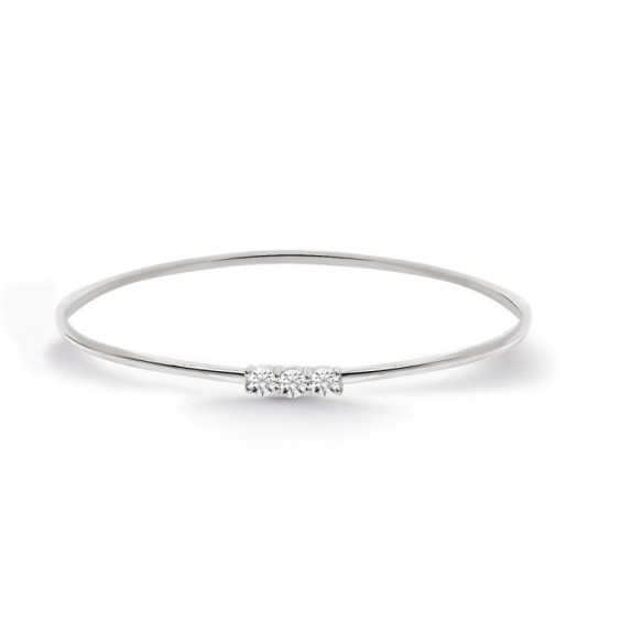 Brazalete Tubo Redondo Oro Blanco Eloise 3 diamantes - Goldarmbänder