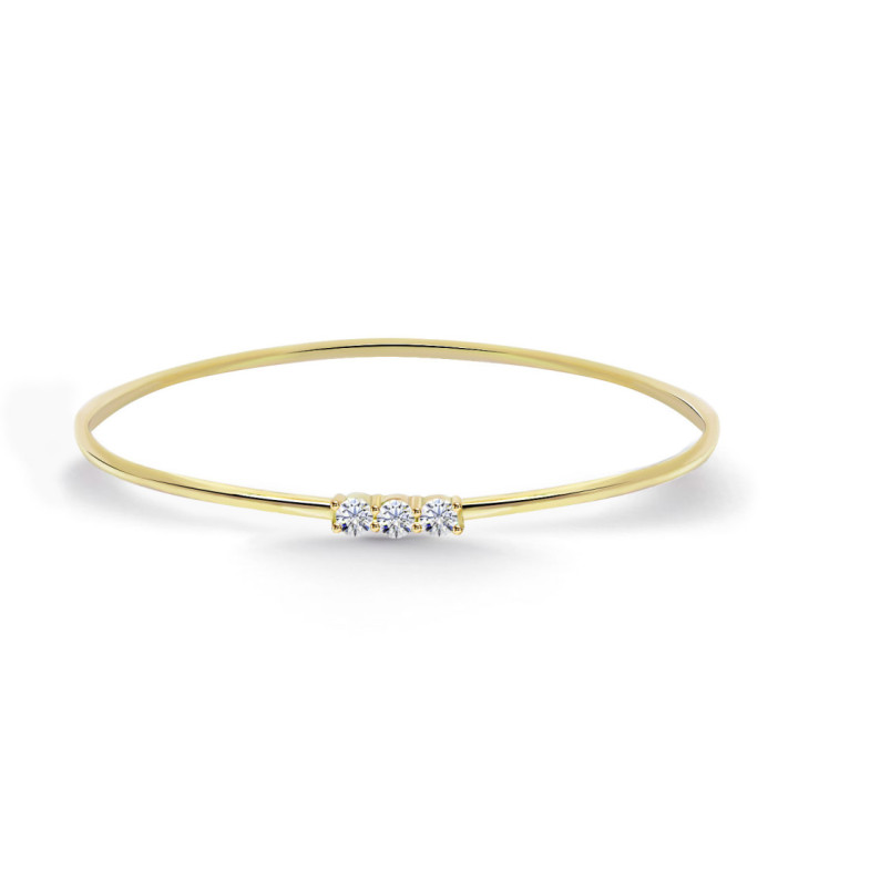 Brazalete Tubo Redondo Oro Amarillo Eloise 3 diamantes - Goldarmbänder