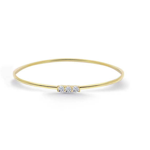 Brazalete Tubo Redondo Oro Amarillo Eloise 3 diamantes - Bracelets d'or