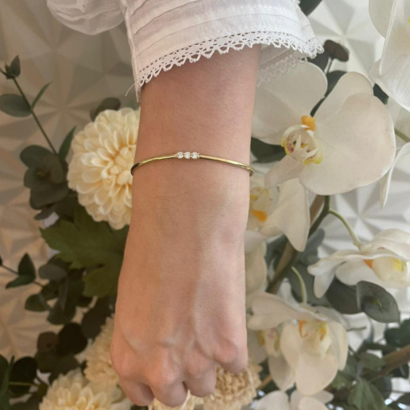 Brazalete Tubo Redondo Oro Amarillo Eloise 3 diamantes - Bracelets d'or