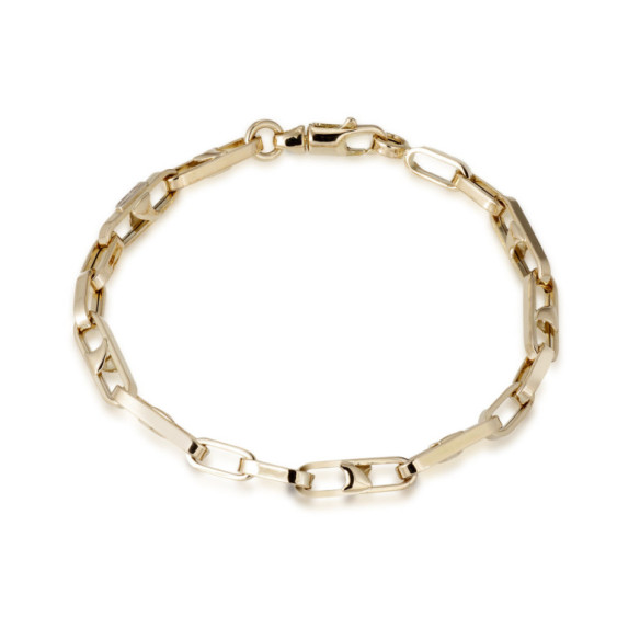 18K Gold Bar Link Bracelet 18Cm - Golden bracelets without stones