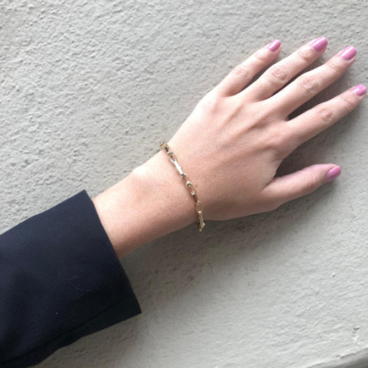 18K Gold Bar Link Bracelet 18Cm - Golden bracelets without stones 2