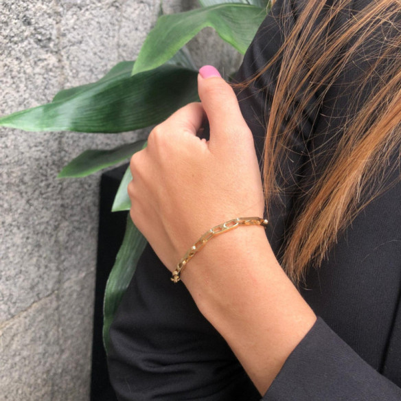 Pulsera Oro 18K Eslabon Barra 18Cm - Pulseras de Oro Sin Piedras