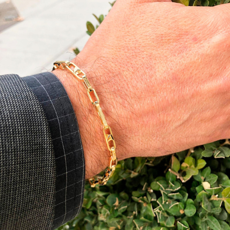 Pulsera Oro 18K Eslabon Barra 21Cm - Joyas de Mujer
