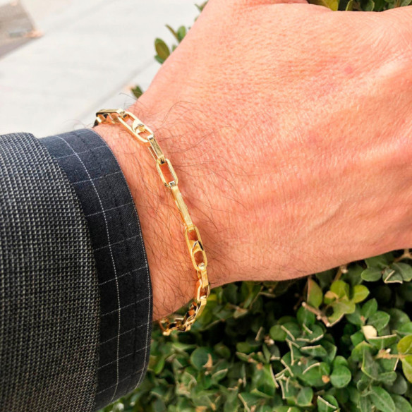 Pulsera Oro 18K Eslabon Barra 21Cm - Joyas de Mujer