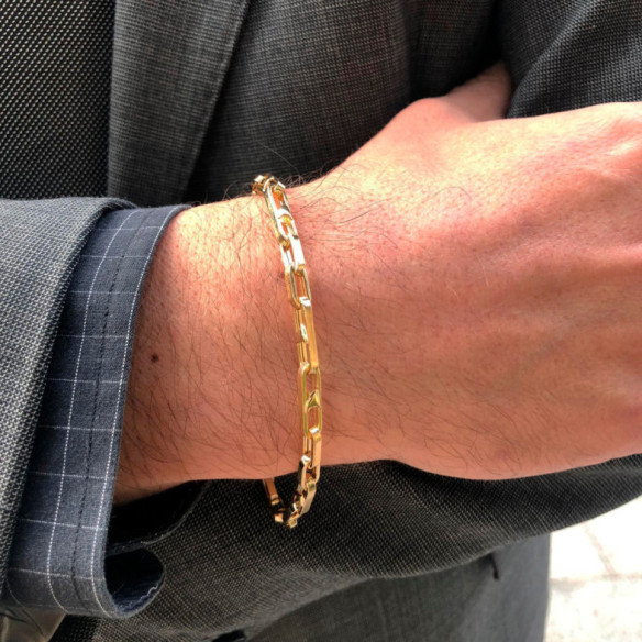 Pulsera Oro 18K Eslabon Barra 21Cm - Joyas de Mujer