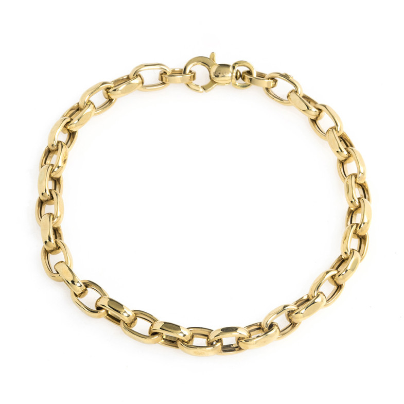 Pulsera Oro 18K Eslabon Recto 9X6 - Joyas de Hombre