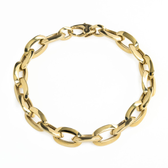 Pulseira de ouro 18K Eslabon Bisel 15X9 - PULSEIRAS