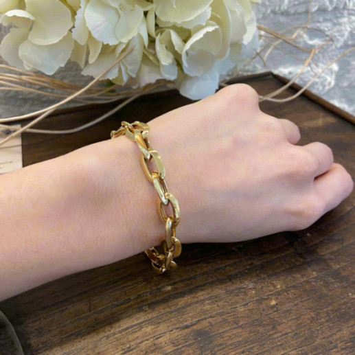 Pulseira de ouro 18K Eslabon Bisel 15X9 - PULSEIRAS 2