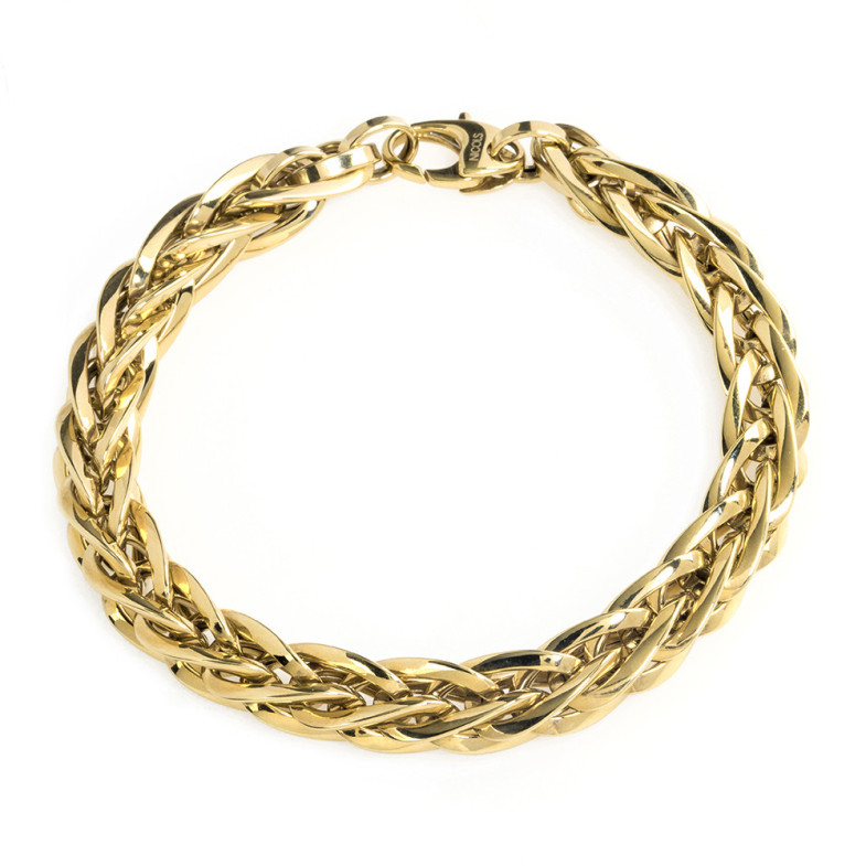 Pulsera Oro 18K Eslabon Trenza - Pulseras de Oro Sin Piedras