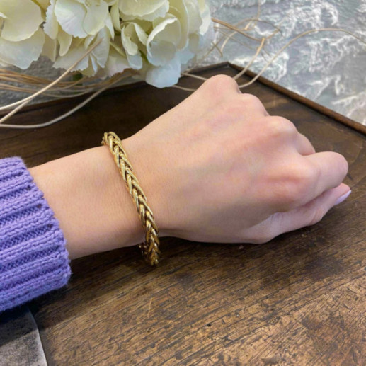 Pulsera Oro 18K Eslabon Trenza Tubo 6Mm - BRACELETS 2
