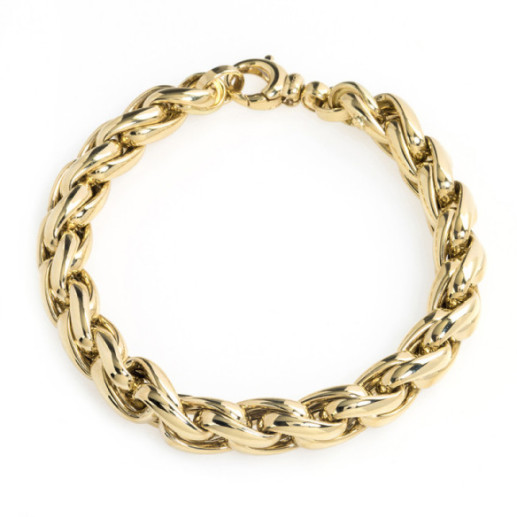 18K Gold Tube Braid Link Bracelet 8Mm - Golden bracelets without stones
