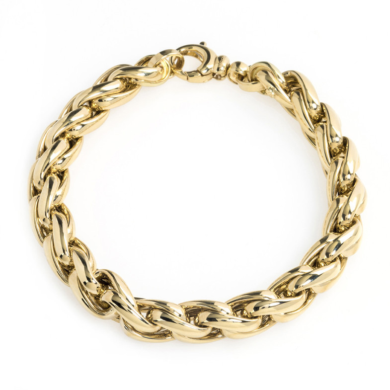 Pulsera Oro 18K Eslabon Trenza Tubo 8Mm - Pulseras de Oro Sin Piedras