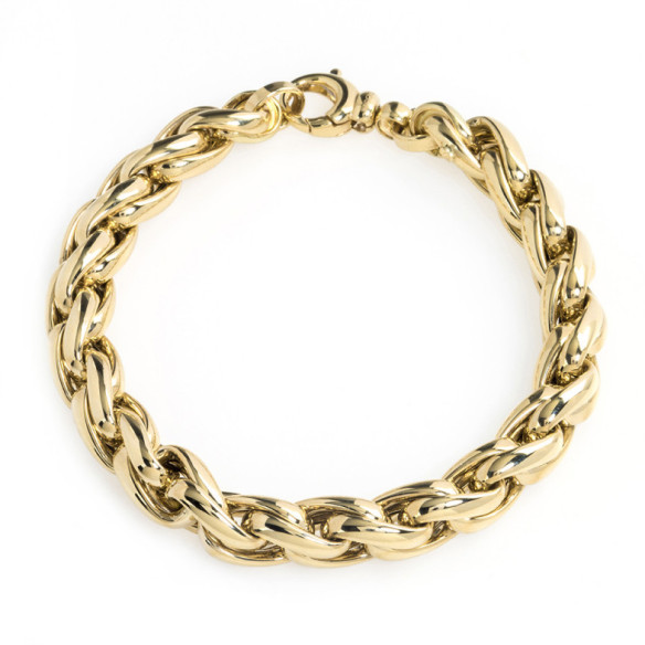 Pulsera Oro 18K Eslabon Trenza Tubo 8Mm - Pulseras de Oro Sin Piedras