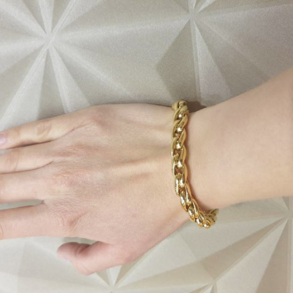 Pulsera Oro 18K Eslabon Trenza Tubo 8Mm - Pulseras de Oro Sin Piedras