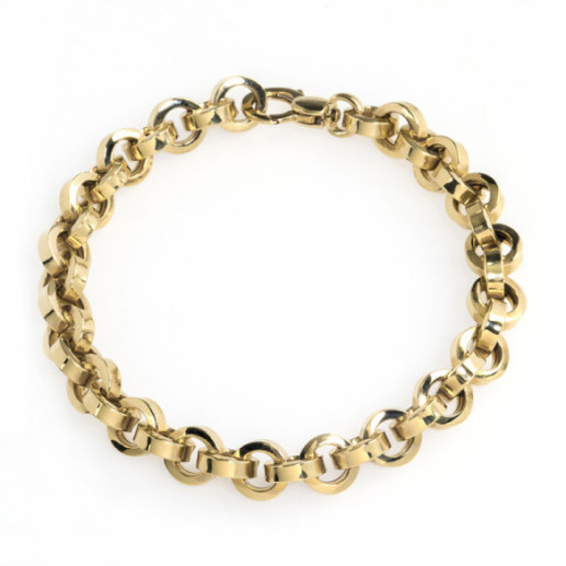 Pulseira de elos retos em ouro 18K 8.5Mm - Braceletes de ouro sem pedras