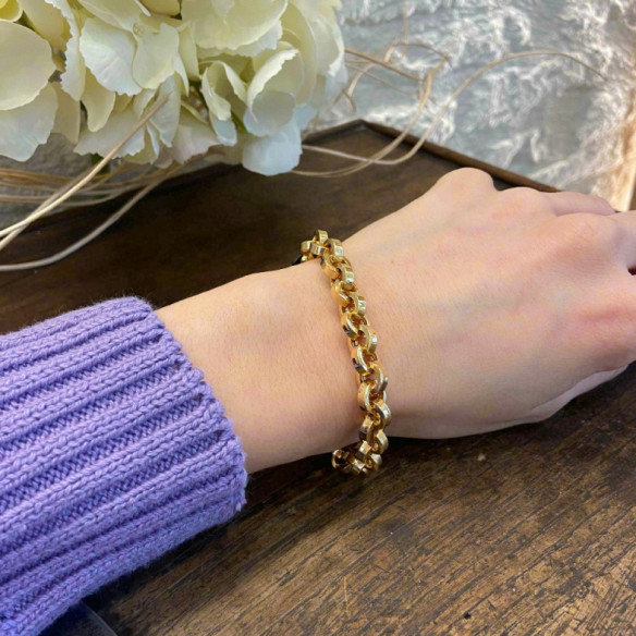 18K Gold Straight Link Bracelet 8.5Mm - Golden bracelets without stones