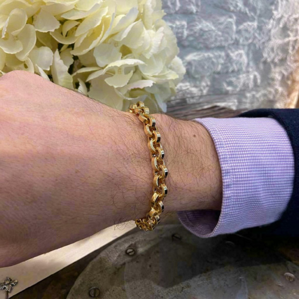 18K Gold Straight Link Bracelet 8.5Mm - Golden bracelets without stones
