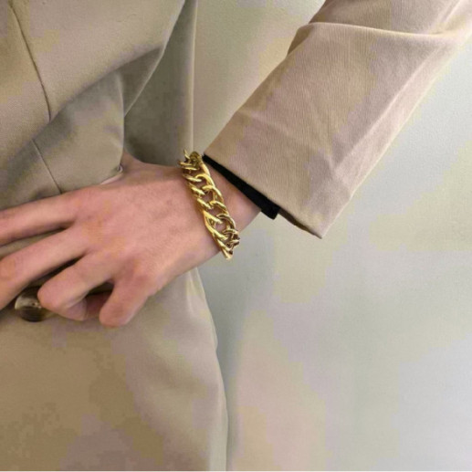 Large Flat Snake Gold Bracelet. - BRACELETS 2