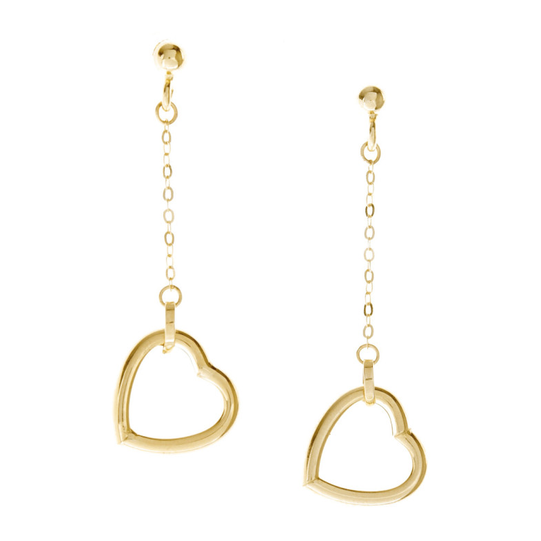 Orecchini d'oro Cuori Amore libero - lungo