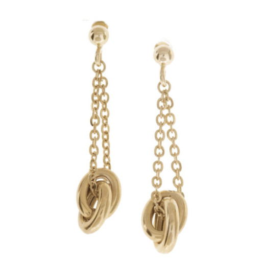 Pendientes De Oro Doble Círculo Amor Libre - largos